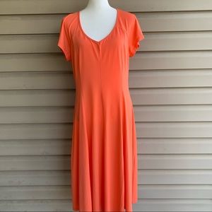 •The Paragon• Orange A-Line Short Sleeve Dress-Med